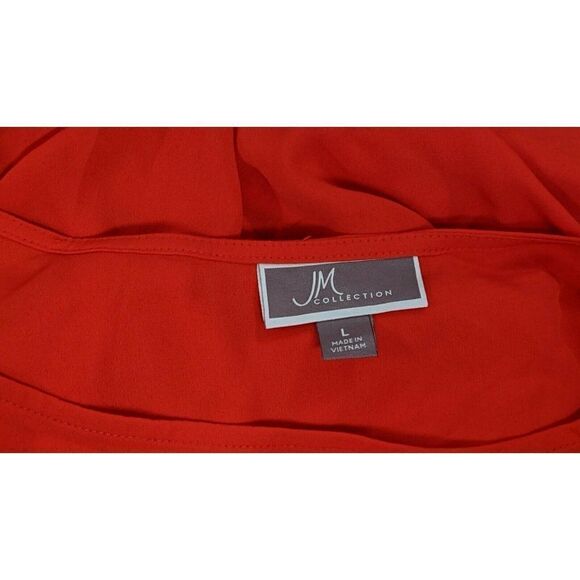 JM Collection Womens L Red 3/4 Sleeve Scoop Neck - Picture 7 of 10